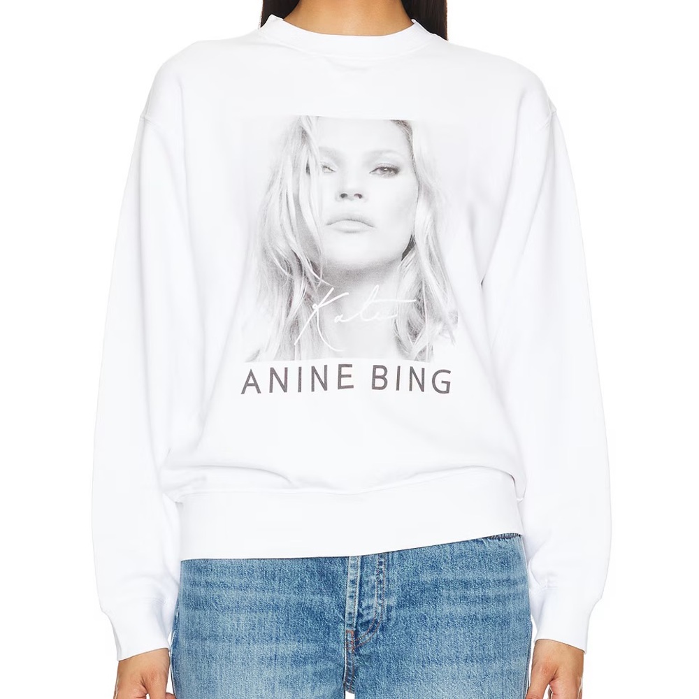 Anine Bing Kate Moss Ramona Graphic Crewneck Sweatshirt